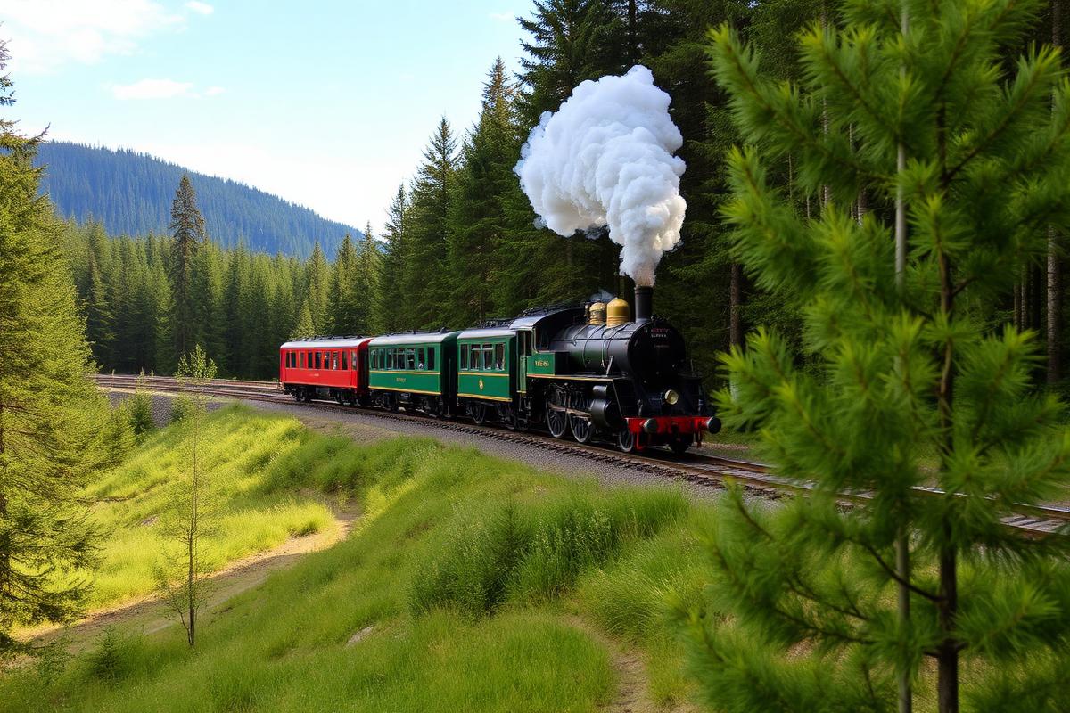 Dampfzug der Harzer Schmalspurbahn im Wald